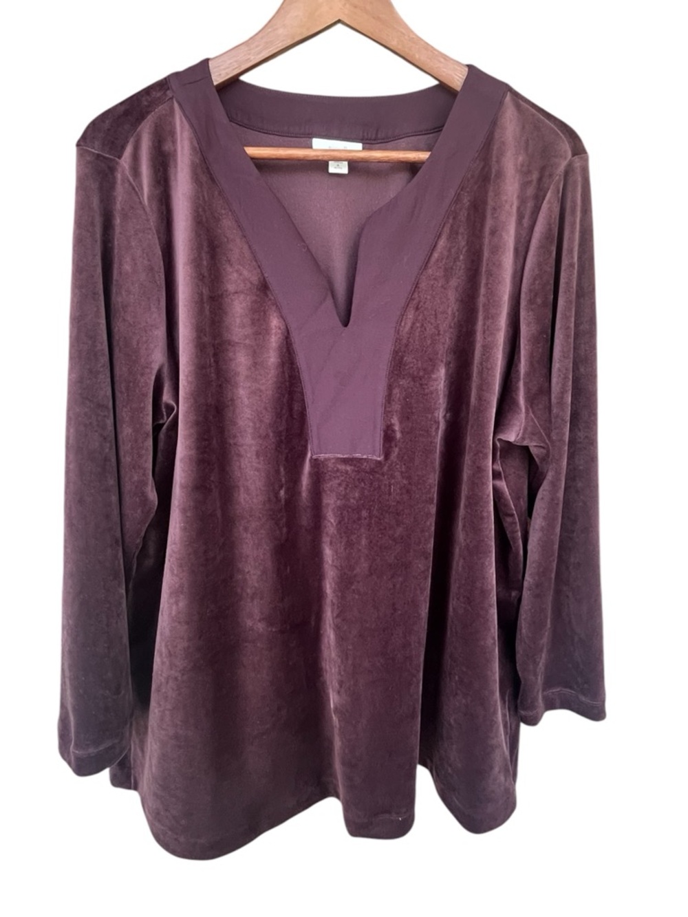J JILL Pure Jill Velour Tunic Top Purple XL Petite Soft Stretch Cozy